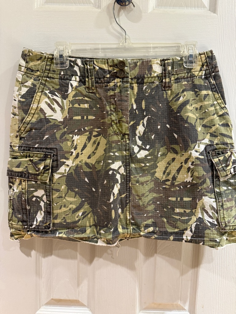 CAbi Camouflage Mini Skirt in Green, Brown, Cream
